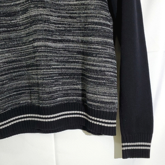 Unlisted by Kenneth Cole Grey/Black 100% Cotton Long Sleeve Knit Sweater - Large - Picture 6 of 12